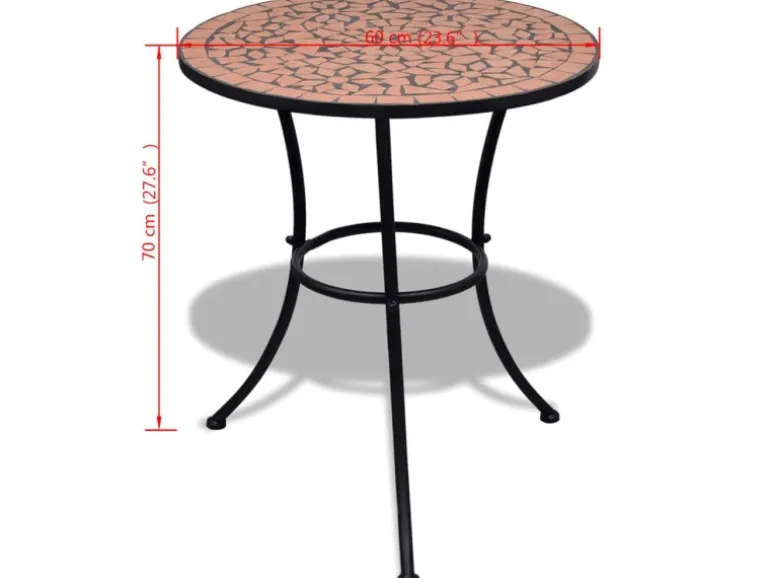 vidaXL Bistrotisch Terrakotta-Rot 60 cm Mosaik 41528
