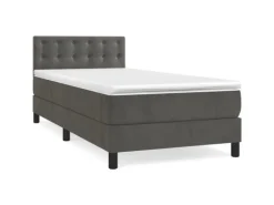 vidaXL Boxspringbett mit Matratze Dunkelgrau 90x200 cm Samt1348800