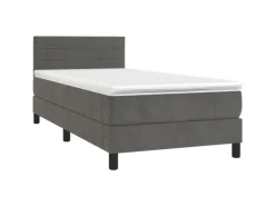 vidaXL Boxspringbett mit Matratze Dunkelgrau 90x200 cm Samt1389956