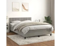 vidaXL Boxspringbett mit Matratze Hellgrau 140x200 cm Samt1389952