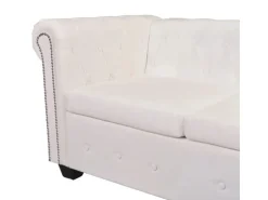 vidaXL Chesterfield Ecksofa 5-Sitzer Kunstleder Weiß
