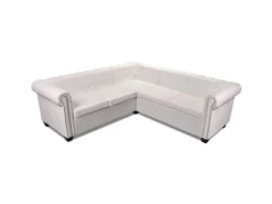 vidaXL Chesterfield Ecksofa 5-Sitzer Kunstleder Weiß