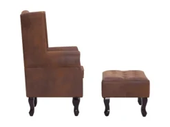 vidaXL Chesterfield-Sessel und Fußhocker Braun Wildleder-Optik