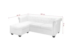 vidaXL Chesterfield-Sofa L-Form Kunstleder Weiß