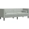 vidaXL Chesterfield-Sofa mit Nackenrollen 3-Sitzer Hellgrau Samt 2157821