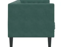vidaXL Chesterfield-Sofa mit Nackenrollen 3-Sitzer Dunkelgrün Samt 2144774