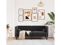 vidaXL Chesterfield-Sofa mit Nackenrollen 2-Sitzer Schwarz Samt 2144771