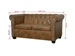 vidaXL Chesterfield-Sofa 2-Sitzer Kunstleder Braun