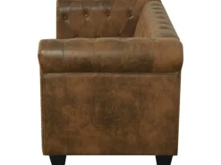 vidaXL Chesterfield-Sofa 2-Sitzer Kunstleder Braun