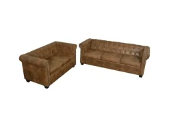 vidaXL Chesterfield-Sofas 2-Sitzer und 3-Sitzer Braun