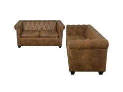 vidaXL Chesterfield-Sofas 2-Sitzer und 3-Sitzer Braun