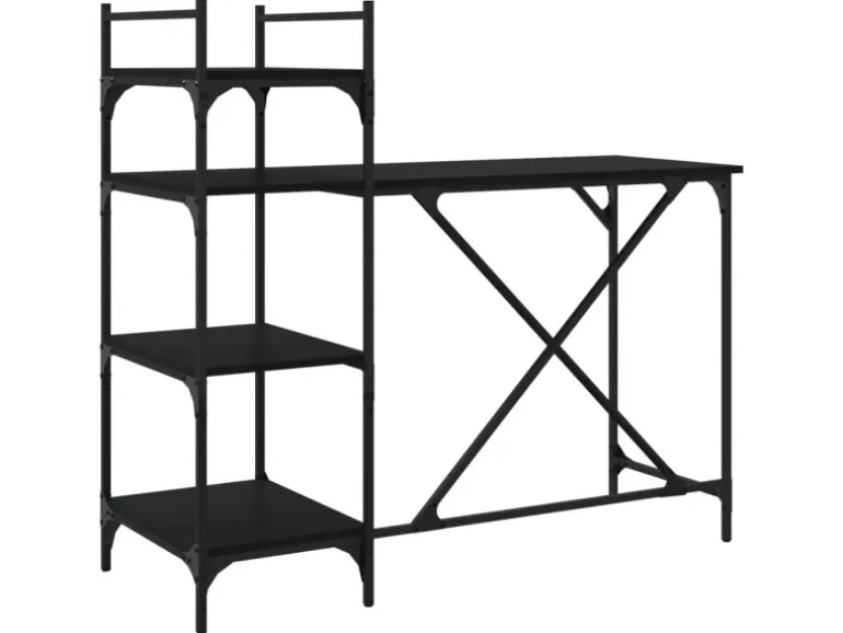 vidaXL Computertisch mit Regal Schwarz 120x47x109 cm 836213