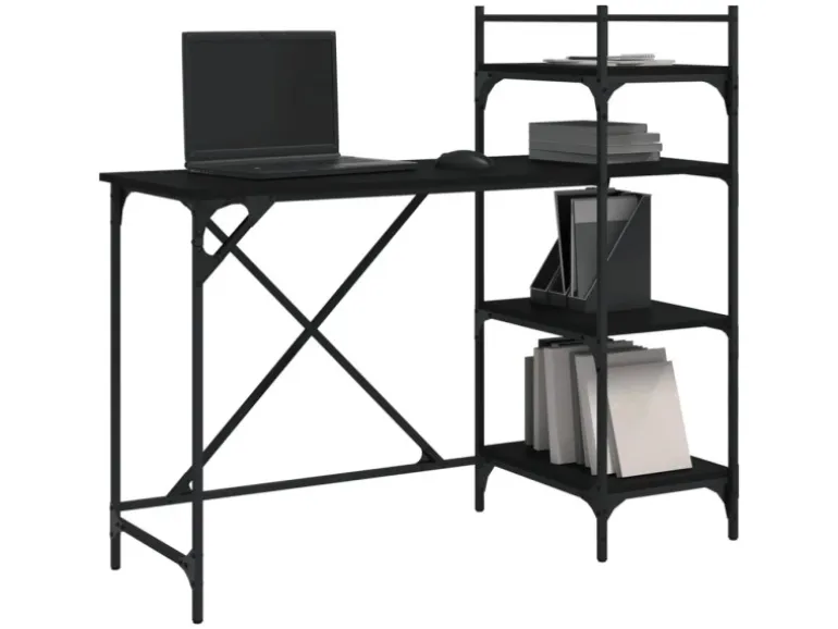 vidaXL Computertisch mit Regal Schwarz 120x47x109 cm 836213
