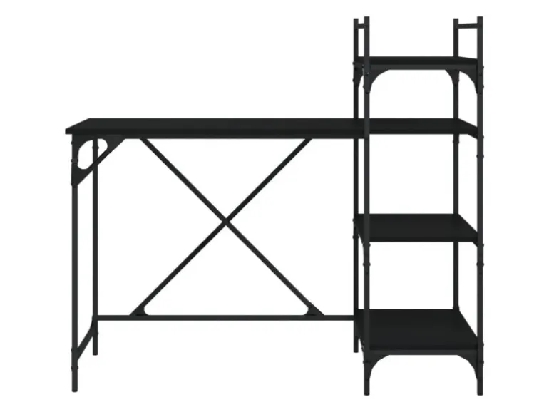vidaXL Computertisch mit Regal Schwarz 120x47x109 cm 836213