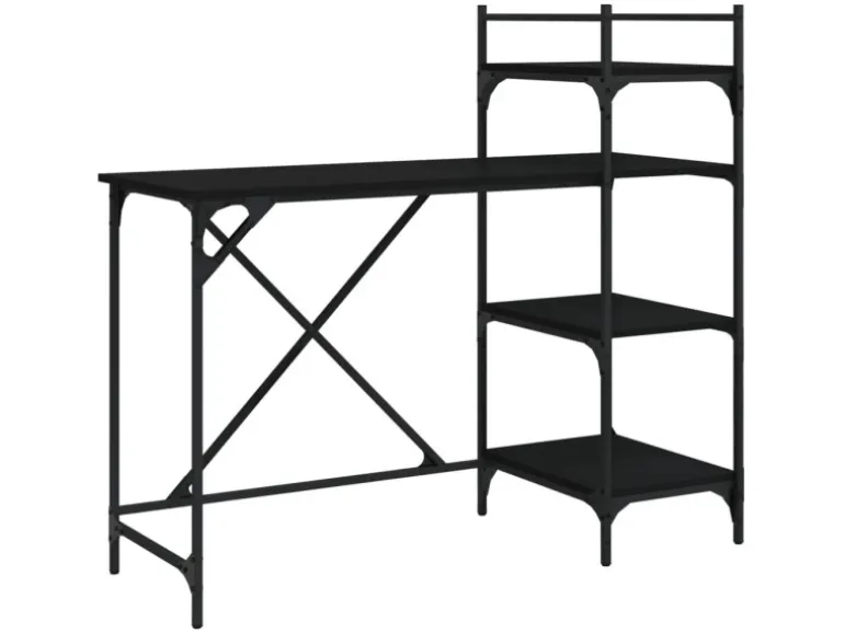 vidaXL Computertisch mit Regal Schwarz 120x47x109 cm 836213
