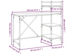 vidaXL Computertisch mit Regal Braun Eiche-Optik 120x47x109 cm 836217