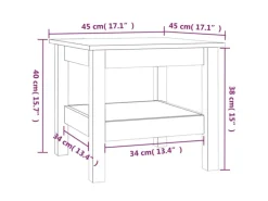 vidaXL Couchtisch 45x45x40 cm Massivholz Kiefer