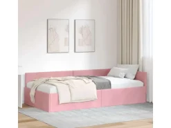 vidaXL Eckbettgestell mit Kopfteil Rosa 100 x 200 cm Stoff 42016094