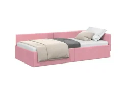 vidaXL Eckbettgestell mit Kopfteil Rosa 100 x 200 cm Stoff 42016094