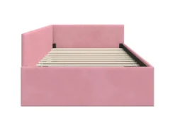 vidaXL Eckbettgestell mit Kopfteil Rosa 100 x 200 cm Stoff 42016094