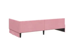 vidaXL Eckbettgestell mit Kopfteil Rosa 100 x 200 cm Stoff 42016094