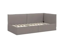 vidaXL Eckbettgestell mit Kopfteil Taupe 100 x 200 cm Stoff 42016476