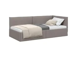 vidaXL Eckbettgestell mit Kopfteil Taupe 100 x 200 cm Stoff 42016476