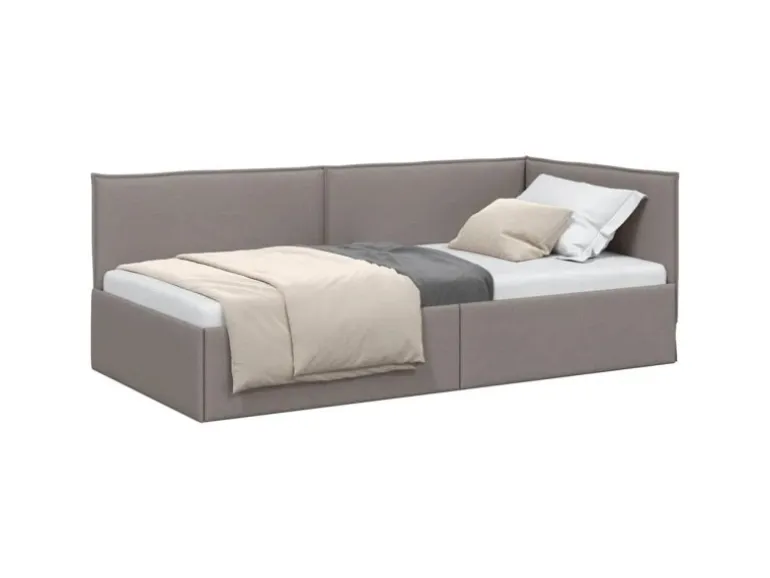 vidaXL Eckbettgestell mit Kopfteil Taupe 100 x 200 cm Stoff 42016476