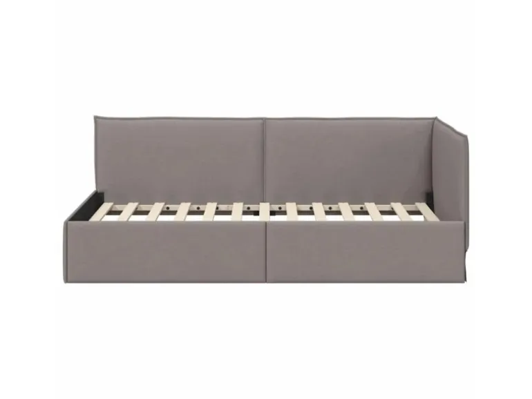 vidaXL Eckbettgestell mit Kopfteil Taupe 100 x 200 cm Stoff 42016476