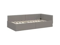 vidaXL Eckbettgestell mit Kopfteil Taupe 100 x 200 cm Stoff 42016056