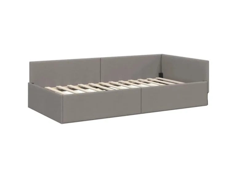 vidaXL Eckbettgestell mit Kopfteil Taupe 100 x 200 cm Stoff 42016056
