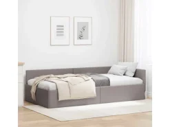 vidaXL Eckbettgestell mit Kopfteil Taupe 100 x 200 cm Stoff 42016056