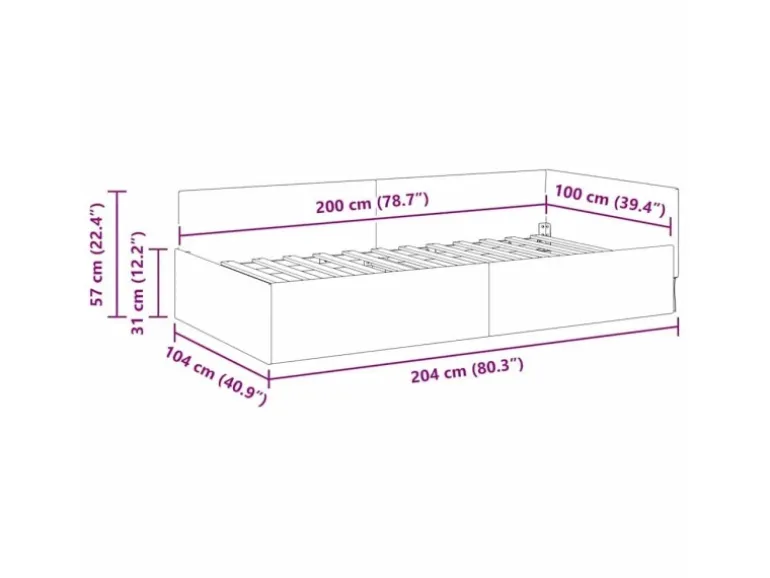 vidaXL Eckbettgestell mit Kopfteil Taupe 100 x 200 cm Stoff 42016056