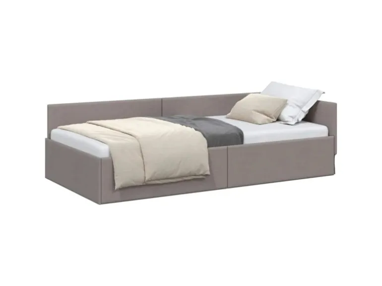 vidaXL Eckbettgestell mit Kopfteil Taupe 100 x 200 cm Stoff 42016056
