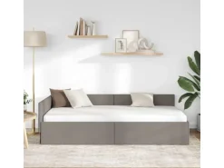 vidaXL Eckbettgestell mit Kopfteil Taupe 100 x 200 cm Stoff 42016056