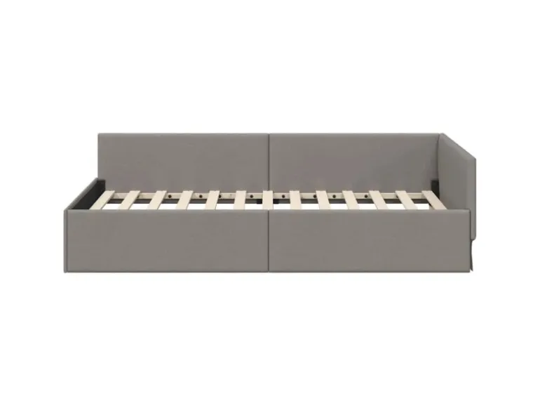 vidaXL Eckbettgestell mit Kopfteil Taupe 100 x 200 cm Stoff 42016056