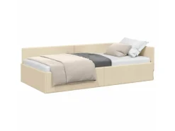 vidaXL Eckbettgestell mit Kopfteil Creme 80 x 200 cm Stoff 42016033