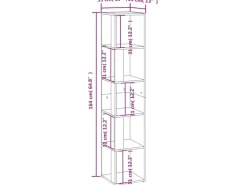 vidaXL Eckregal Betongrau 33x33x164,5 cm Holzwerkstoff