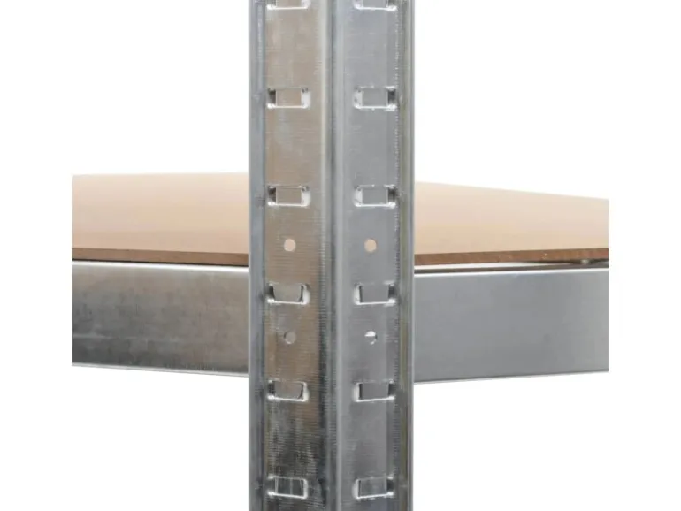 vidaXL Eckregal mit 5 Böden Silbern Stahl & Holzwerkstoff 144264
