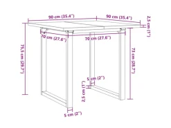 vidaXL Esstisch O-Gestell 90x90x75,5 Massivholz Kiefer und Gusseisen