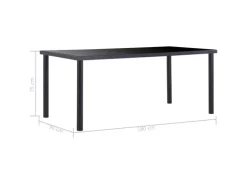 vidaXL Esstisch Schwarz 180 x 90 x 75 cm Hartglas Metall