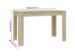 vidaXL Esstisch Sonoma-Eiche 120x60x76 cm Holzwerkstoff
