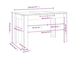 vidaXL Esstisch Sonoma-Eiche 120x60x76 cm Holzwerkstoff