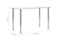 vidaXL Esstisch Transparent 120 x 60 x 75 cm Hartglas