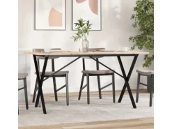 vidaXL Esstisch X-Gestell 140x80x75 cm Massivholz Kiefer und Gusseisen