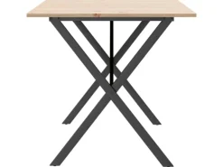vidaXL Esstisch X-Gestell 140x80x75 cm Massivholz Kiefer und Gusseisen