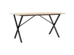 vidaXL Esstisch X-Gestell 140x80x75 cm Massivholz Kiefer und Gusseisen