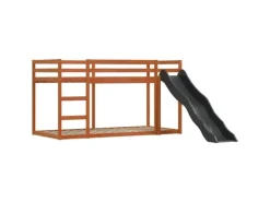 vidaXL Etagenbett mit Rutsche und Gardinen Blau 90x200 cm2097616