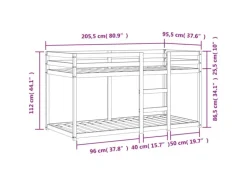 vidaXL Etagenbett Wachsbraun 90x200 cm Massivholz Kiefer1954607