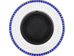 vidaXl Feuerstelle Mosaik Keramik Blau und Weiß 68 cm
